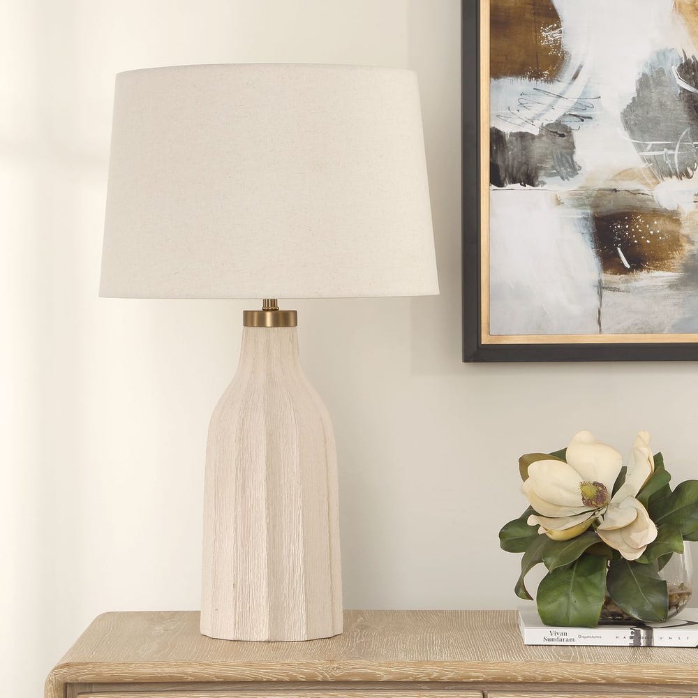Uttermost Maddox Warm Cream And Antique Brass Table Lamp - Image 2