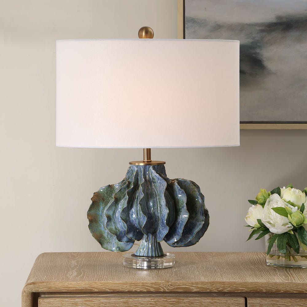 Uttermost Ruffle Up Blue Green And Warm Brown Table Lamp - Image 1