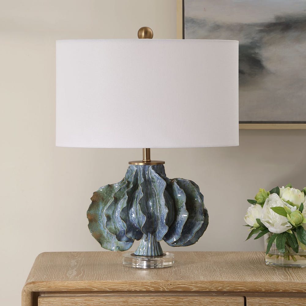 Uttermost Ruffle Up Blue Green And Warm Brown Table Lamp - Image 2