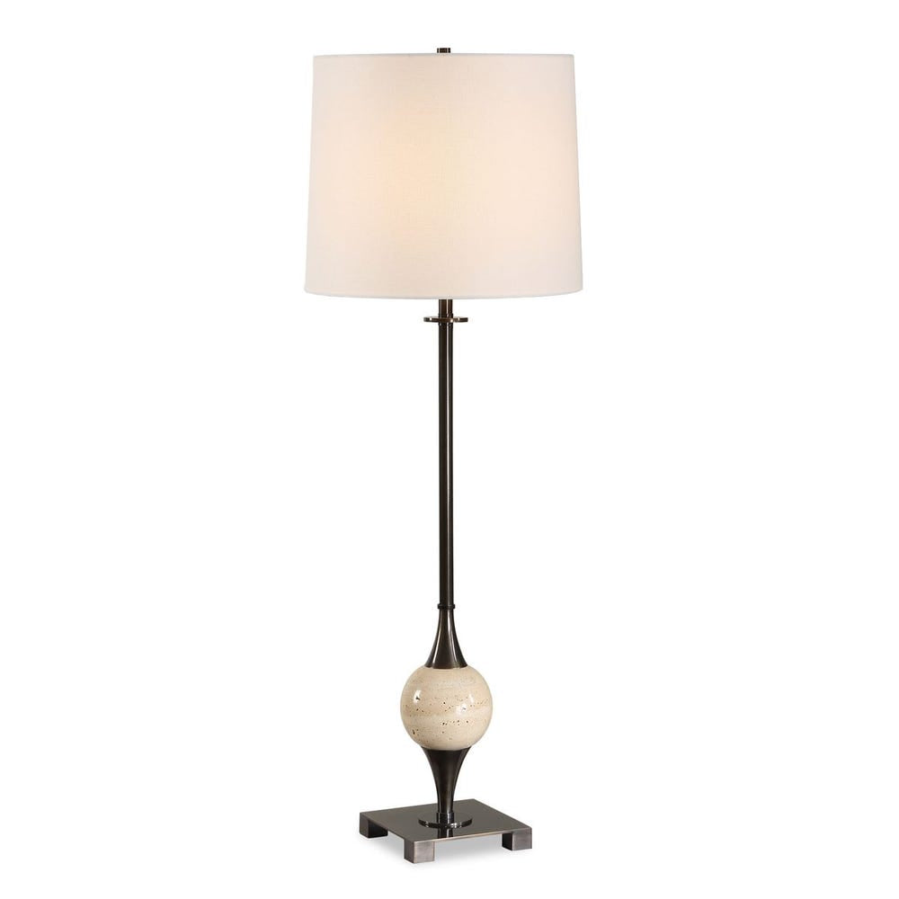 Uttermost Dempsey Dark Bronze With Travertine Orb Buffet Lamp - Image 1