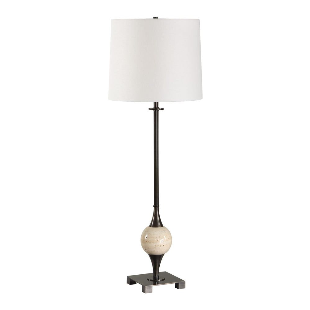 Uttermost Dempsey Dark Bronze With Travertine Orb Buffet Lamp - Image 2