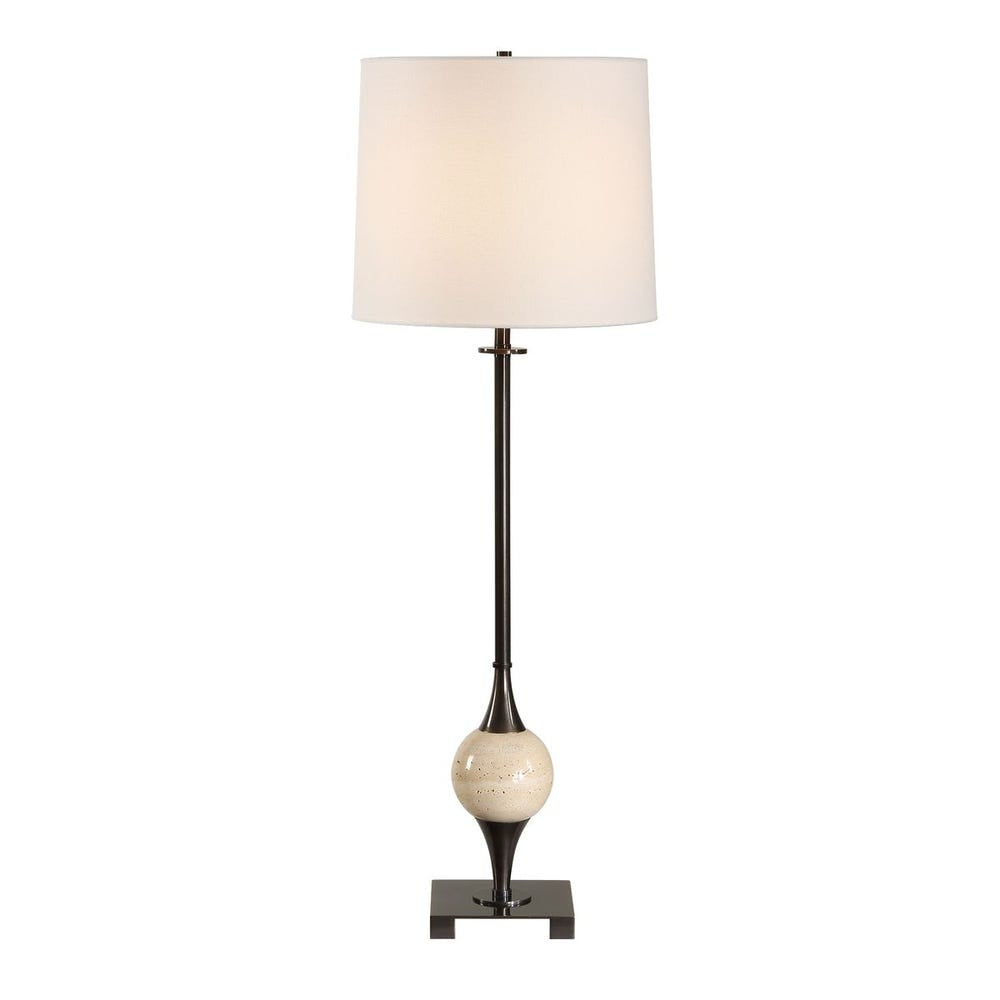 Uttermost Dempsey Dark Bronze With Travertine Orb Buffet Lamp - Image 3