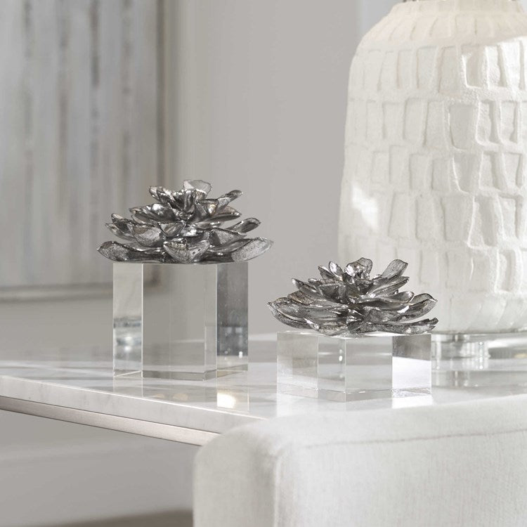 Uttermost Indian Lotus Set of 2 Sculptures - Image 2