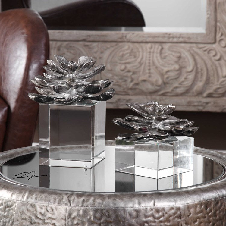 Uttermost Indian Lotus Set of 2 Sculptures - Image 1