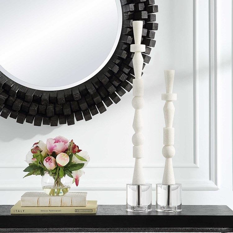 Uttermost Norte Ivory Stone and Crystal Set of 2 Sculptures - Image 1