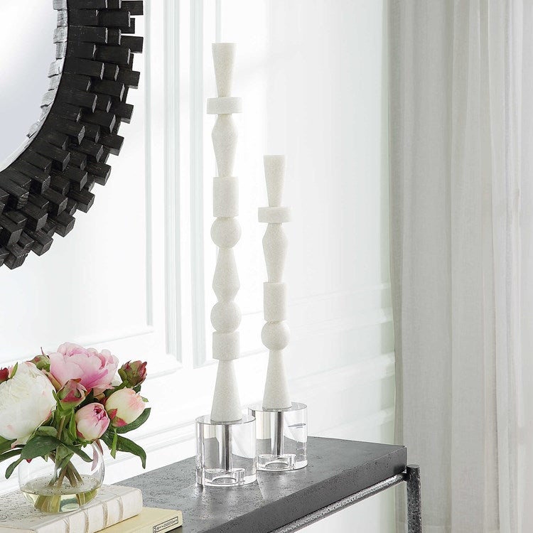Uttermost Norte Stone and Crystal Set of 2 Sculptural Objects - Image 1