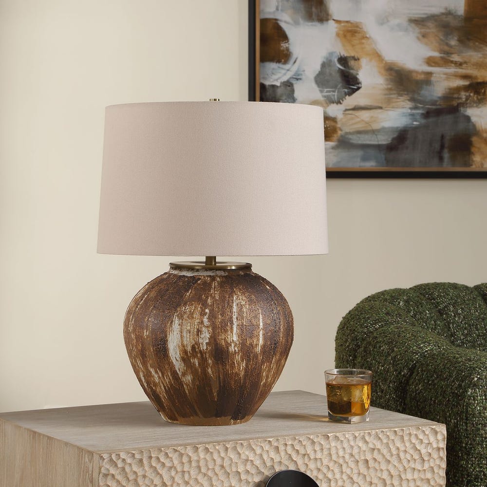 Uttermost McKinley Rustic Table Lamp With Warm White Linen Shade - Image 2