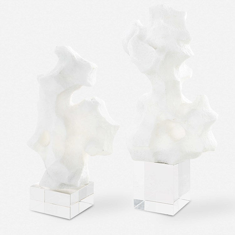 Uttermost Remnant White Stone and Crystal Set of 2 Sculptures - Image 2