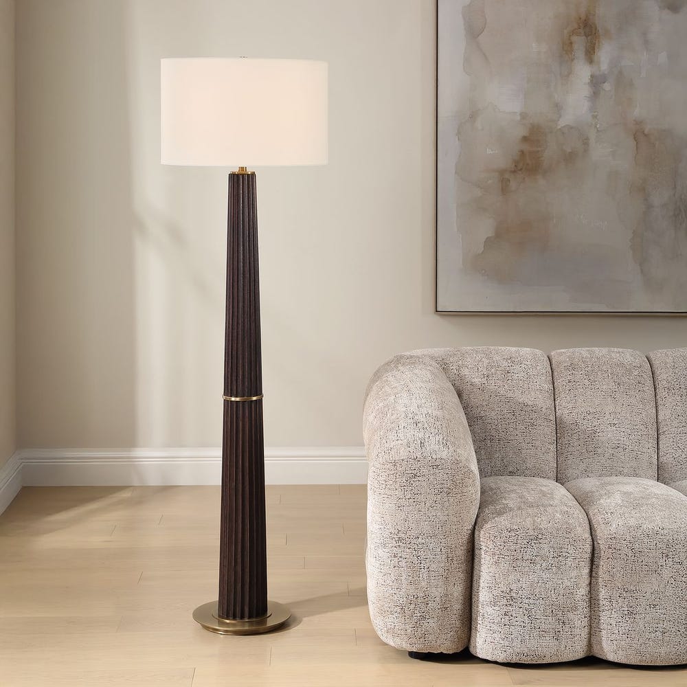 Uttermost Forage Dark Stained Oak Wood Floor Lamp - Image 1