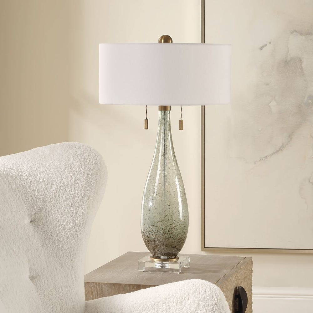 Uttermost Cardoni Smokey Fern- Green Glass Table Lamp - Image 2