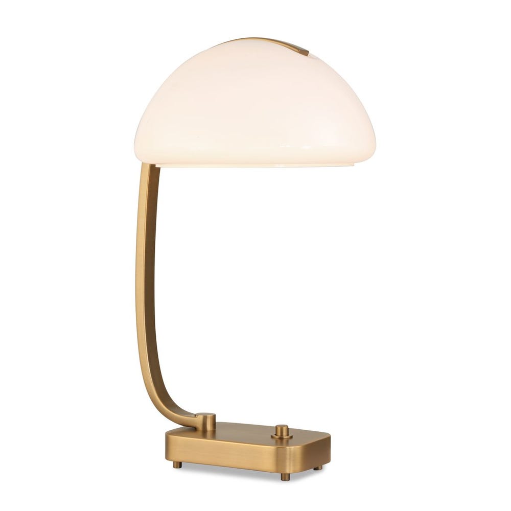 Uttermost Bend The Rules Antique Brass Desk Lamp With White Glass Shade - Image 3