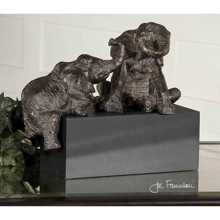 Uttermost Playful Pachyderms Antique Bronze Sculpture - Image 3