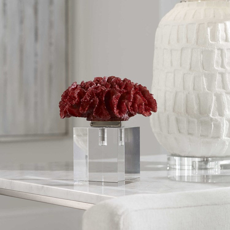 Uttermost Red Coral Cluster and Crystal Sculpture - Image 1
