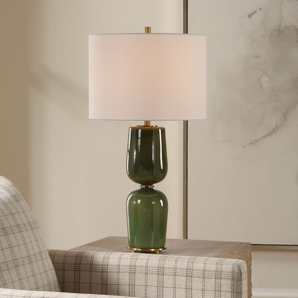 Uttermost Meyer Moss Green With Antique Brass Table Lamp - Image 1