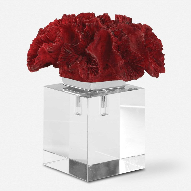 Uttermost Red Coral Cluster and Crystal Sculpture - Image 2