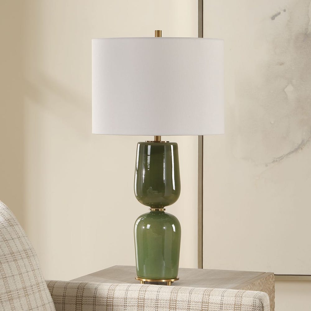 Uttermost Meyer Moss Green With Antique Brass Table Lamp - Image 2