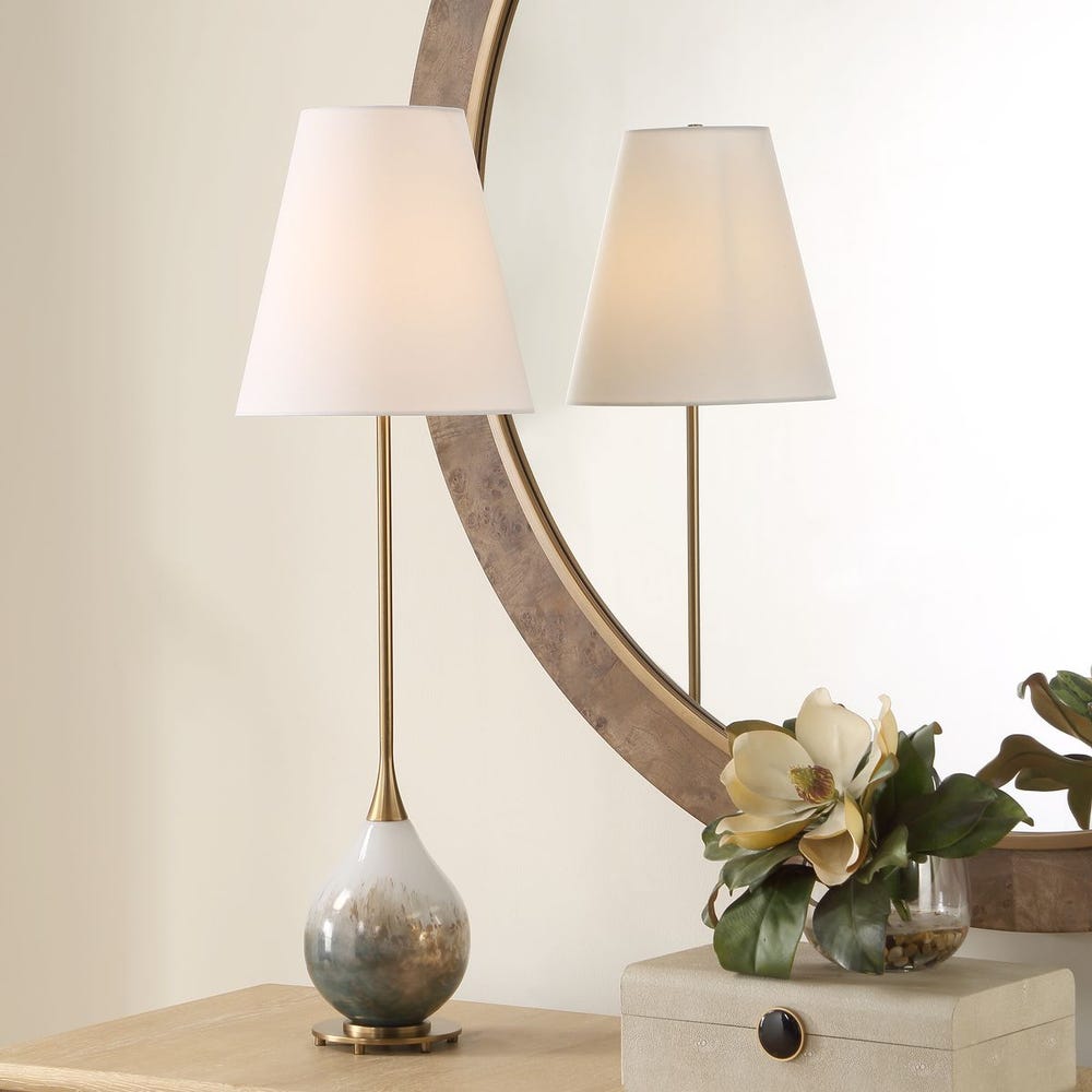Uttermost Cardoni Smoke Bronze Glass Buffet Lamp - Image 1