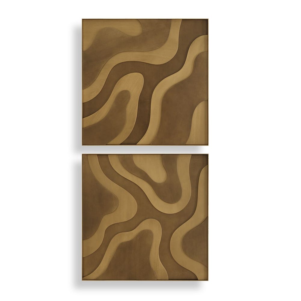 Uttermost Golden And Bronze Terrain Wood Wall Decor ~ Set Of 2 - Image 3