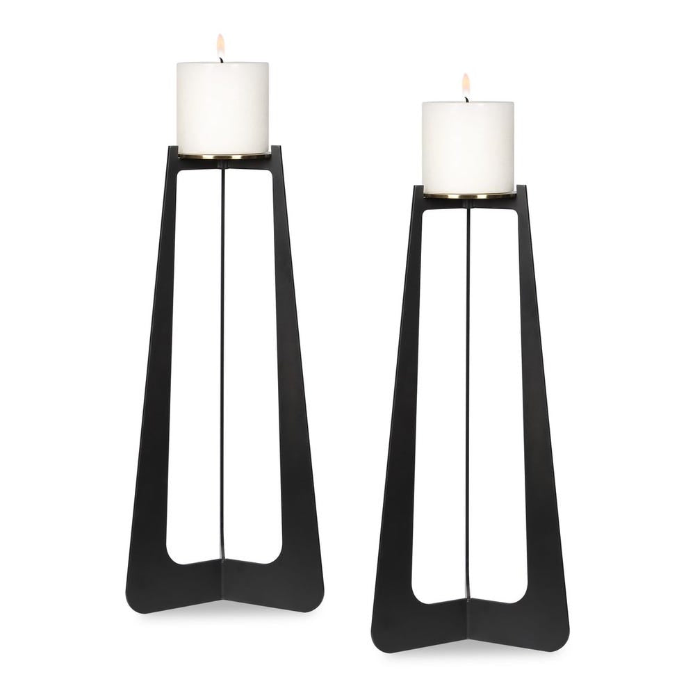 Uttermost Columnar Matte Black Candleholders ~ Set Of 2 - Image 2