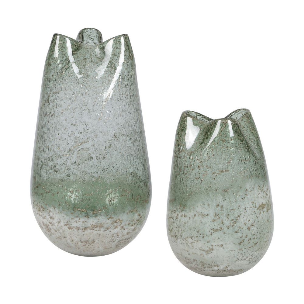 Uttermost Chianti Blueish Green Glass Vases ~ Set Of 2 - Image 3