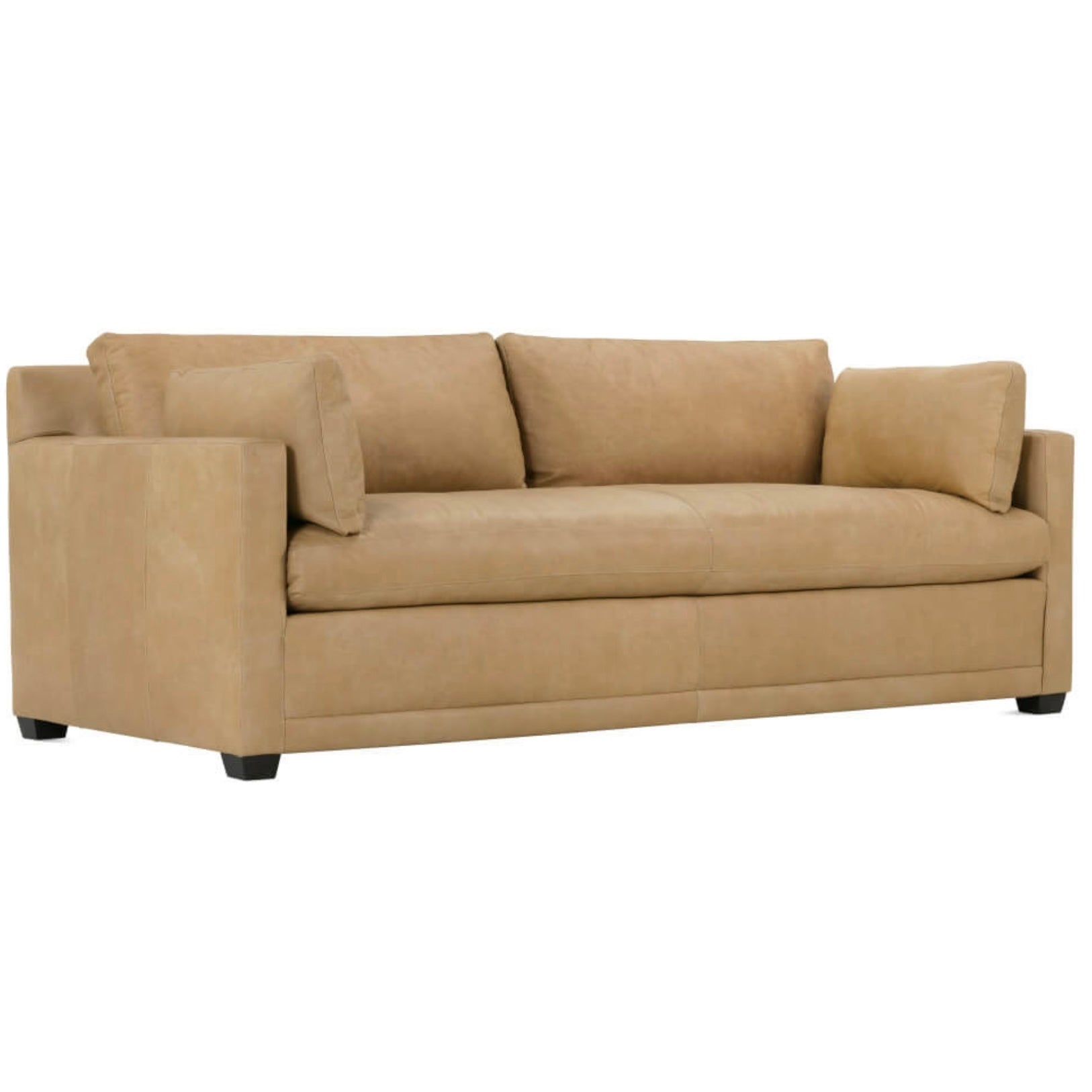 Rowe Furniture Sylvie Butterscotch Leather Bench Cushion 88” Sofa - Image 3