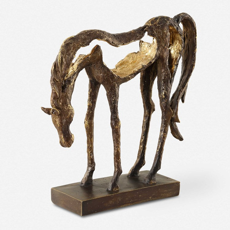 Uttermost Openly Grazing Antiqued Bronze Horse Sculpture - Image 1