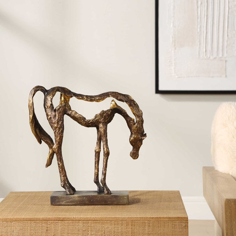 Uttermost Openly Grazing Antiqued Bronze Horse Sculpture - Image 3