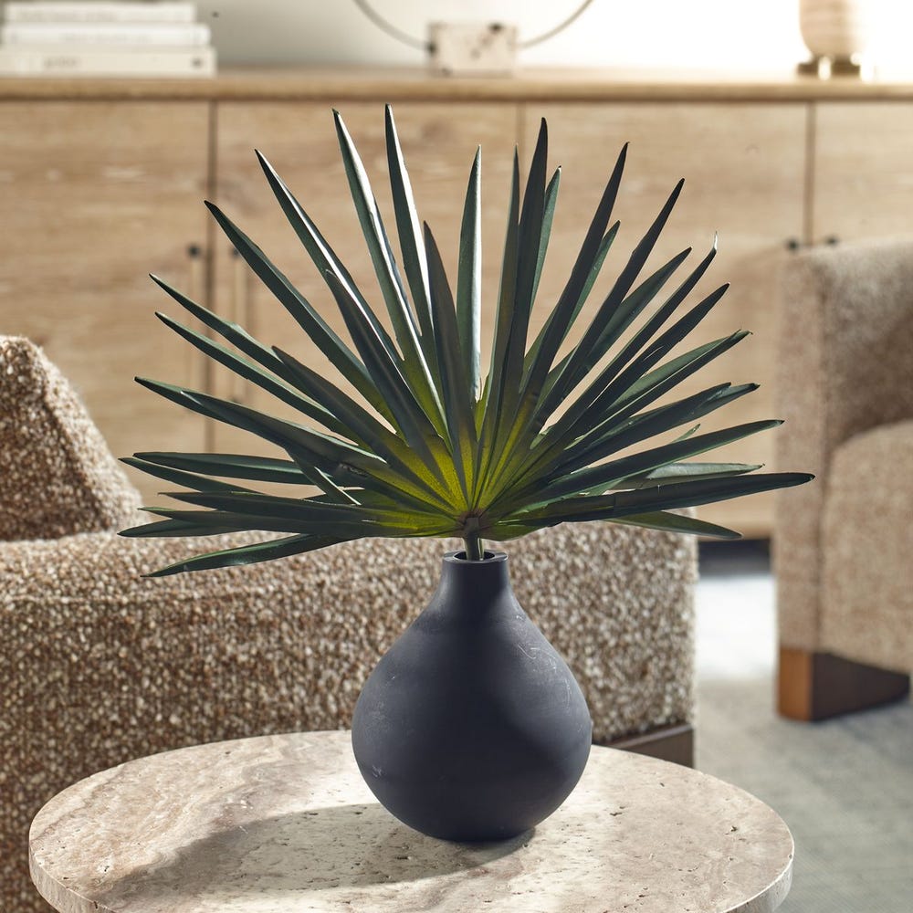 Uttermost Axis Palm Accent in Matte Black Teardrop Vase - Image 1