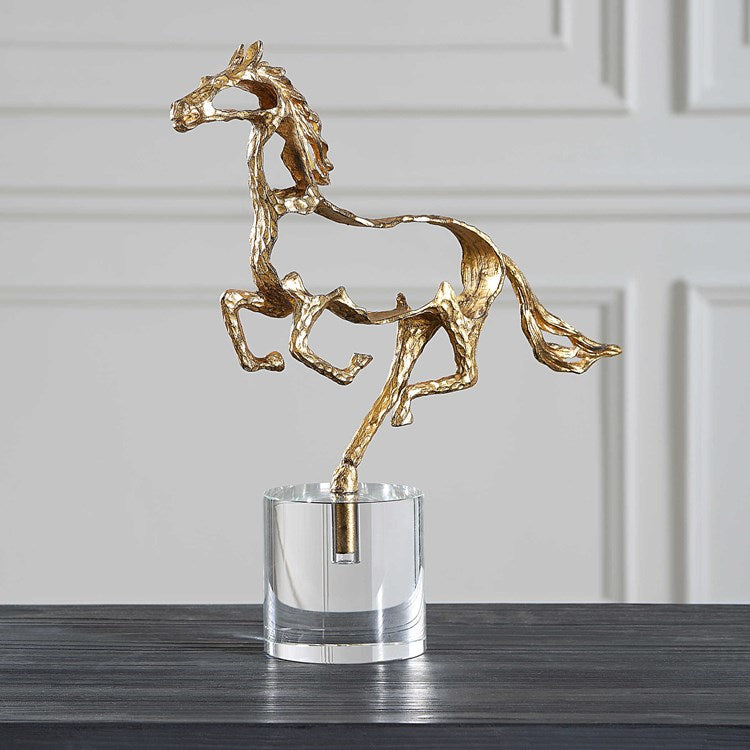 Uttermost Gallop Metallic Gold Horse Sculpture - Image 1