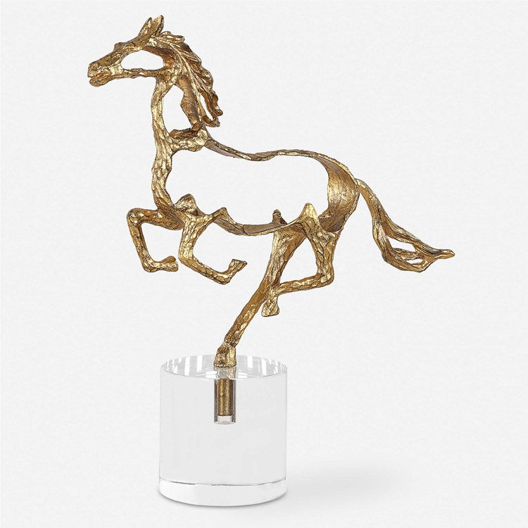 Uttermost Gallop Metallic Gold Horse Sculpture - Image 2