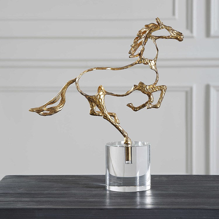 Uttermost Gallop Metallic Gold Horse Sculpture - Image 3
