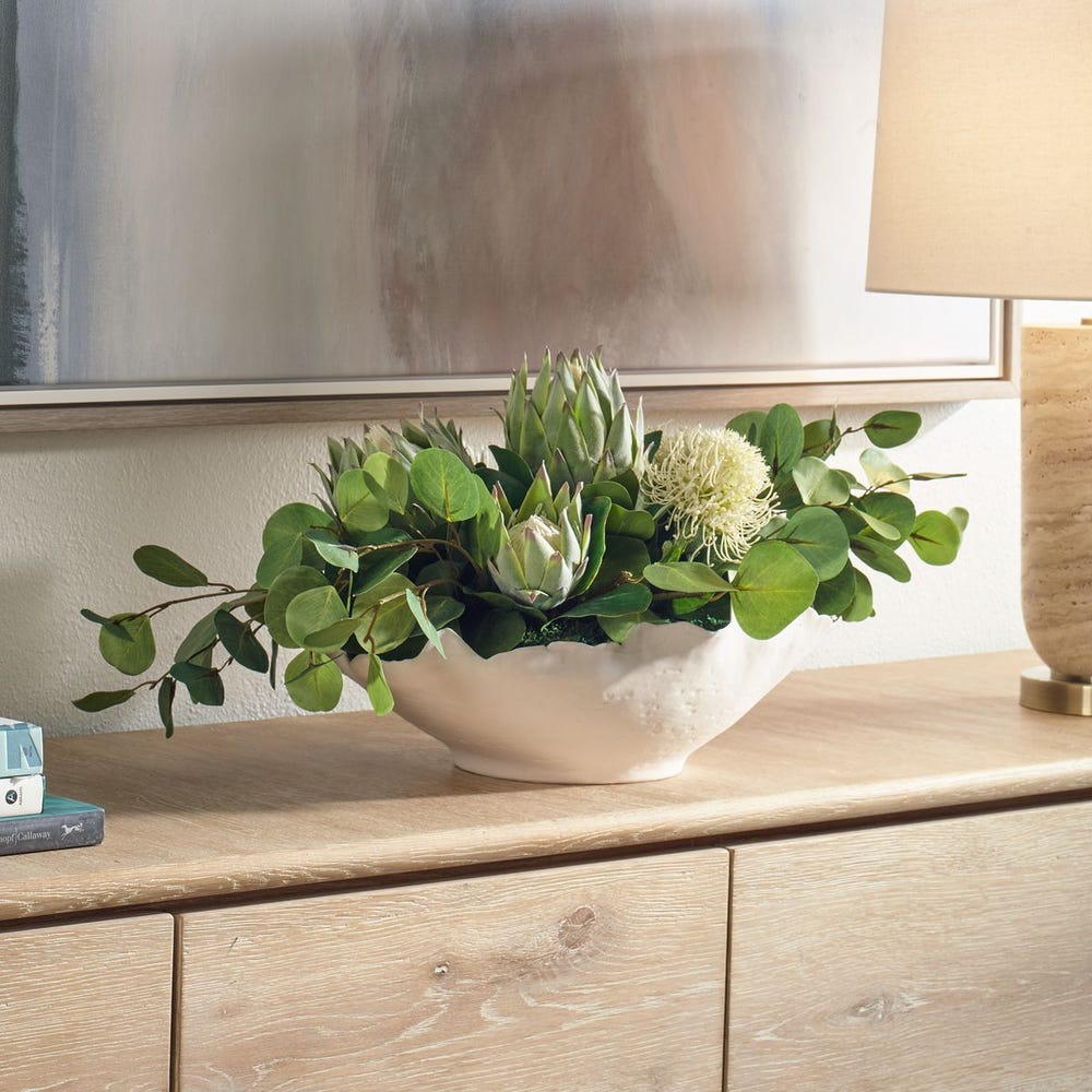 Uttermost Protea Blooms Centerpiece With Lush Eucalyptus Stems - Image 1