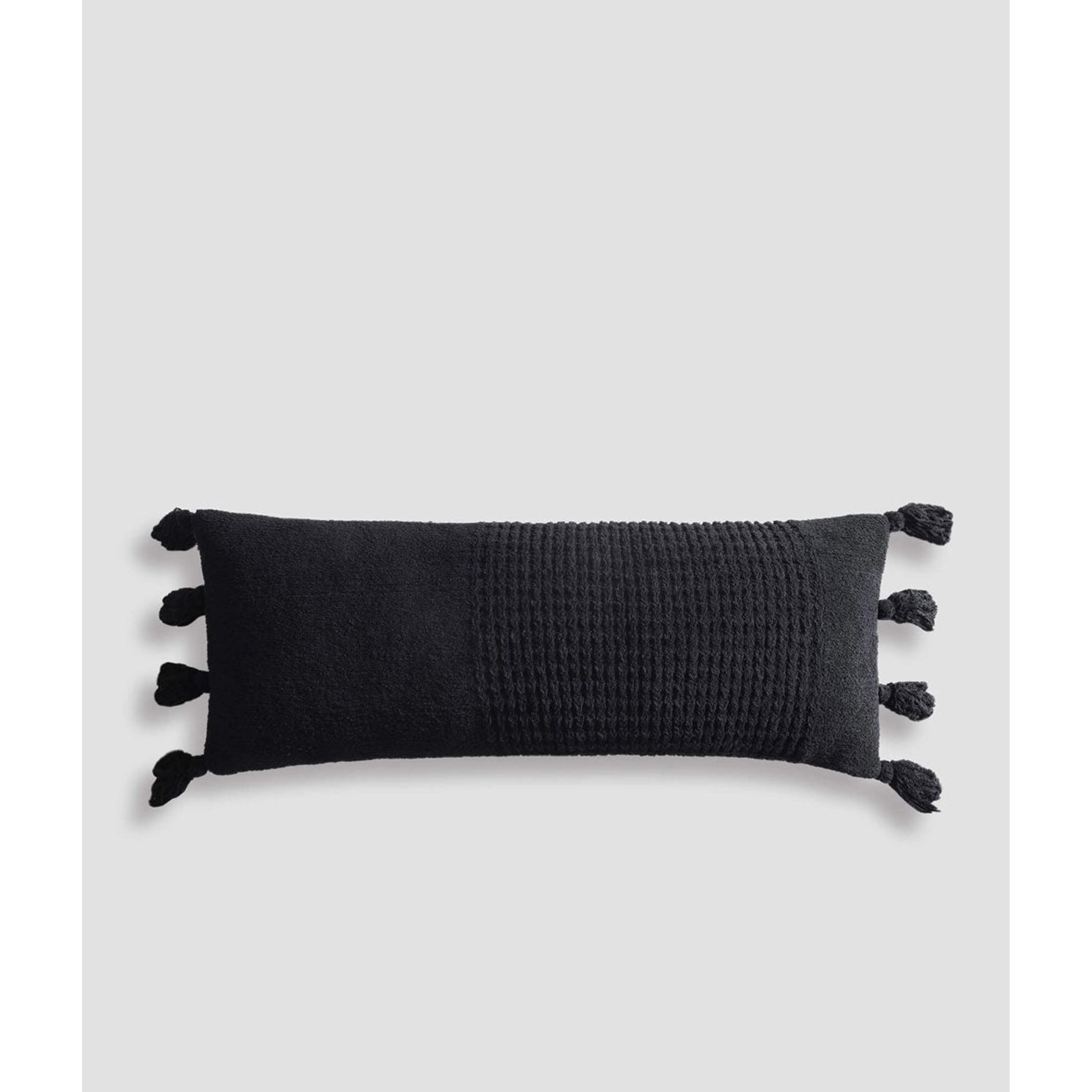 Sunday Citizen Black Braided Pom Pom Lumbar Pillow 36 x 14