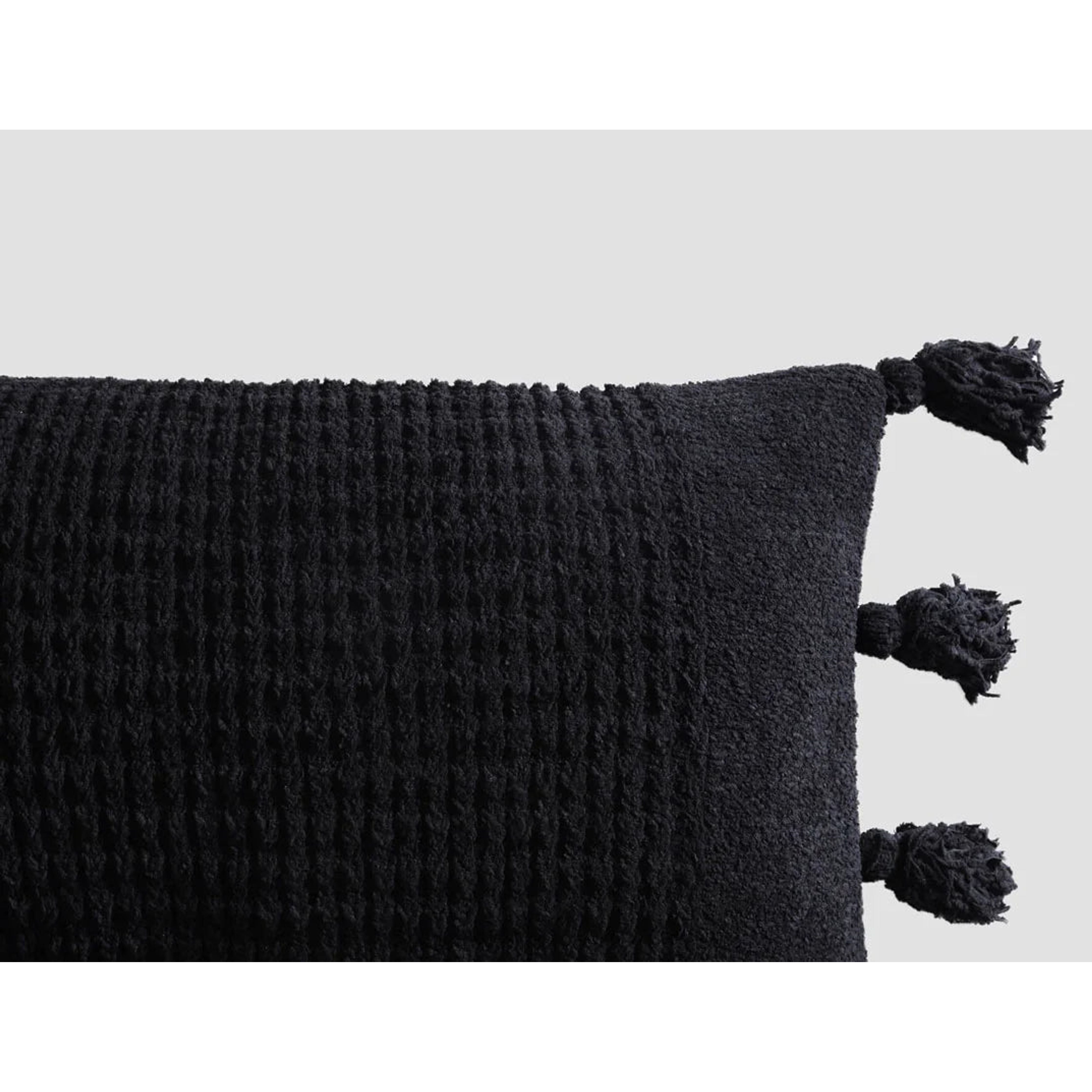 Sunday Citizen Black Braided Pom Pom Lumbar Pillow 36 x 14 - Image 2