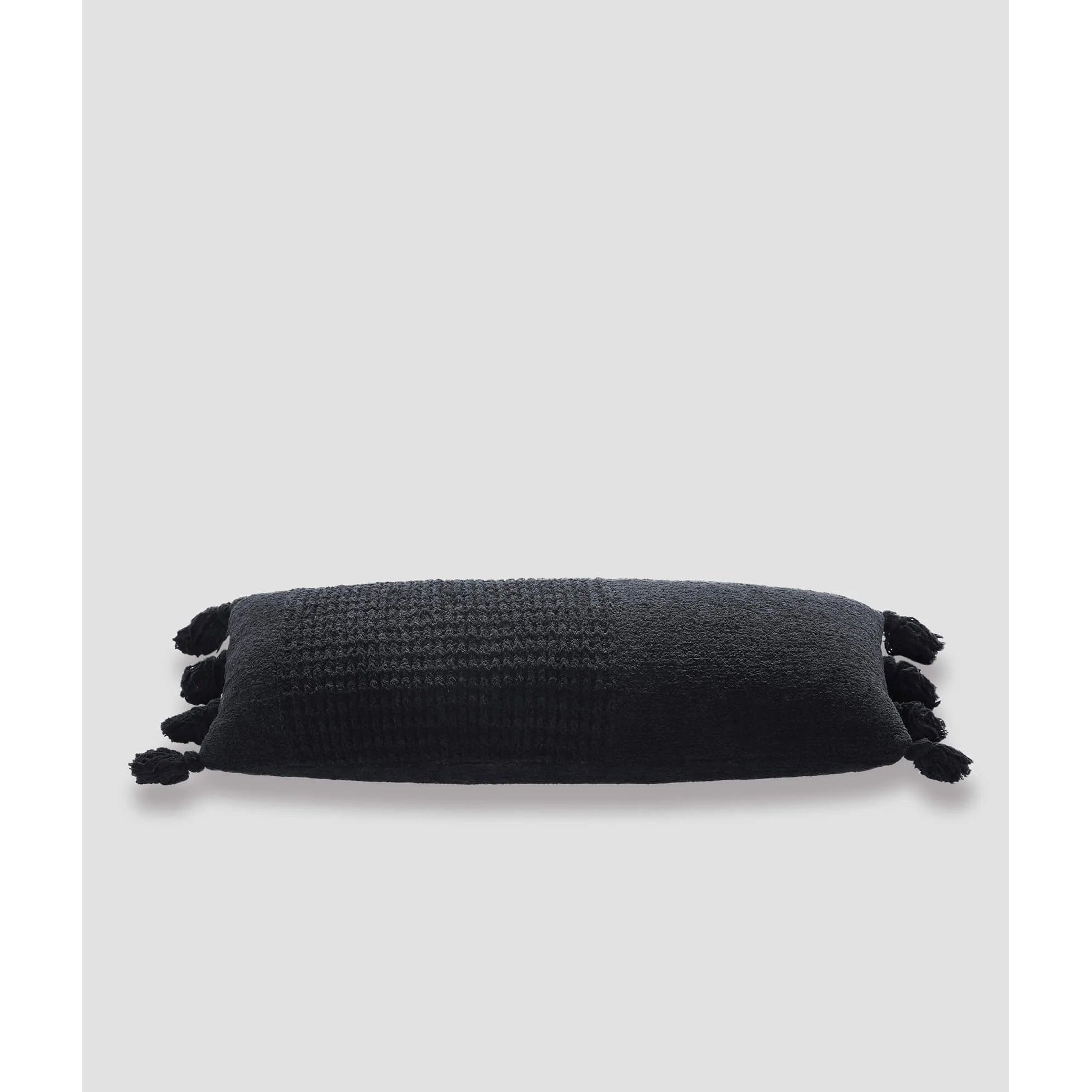 Sunday Citizen Black Braided Pom Pom Lumbar Pillow 36 x 14 - Image 3