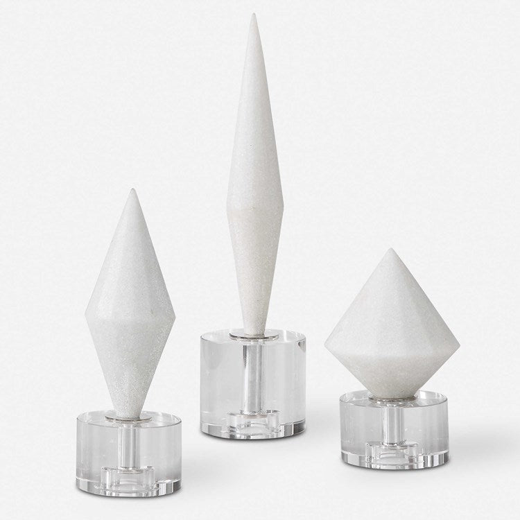 Uttermost Alize White Stone and Crystal Set of 3 Sculptural Objects - Image 2