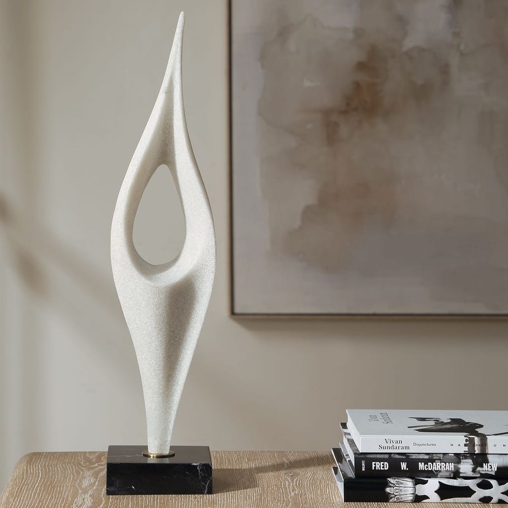 Uttermost Fluid Drop Matte White Stone Sculpture - Image 2