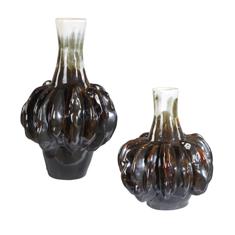 Uttermost Umbrian Creamy White And Rich Bronze Vases ~ Set Of 2 - Image 3