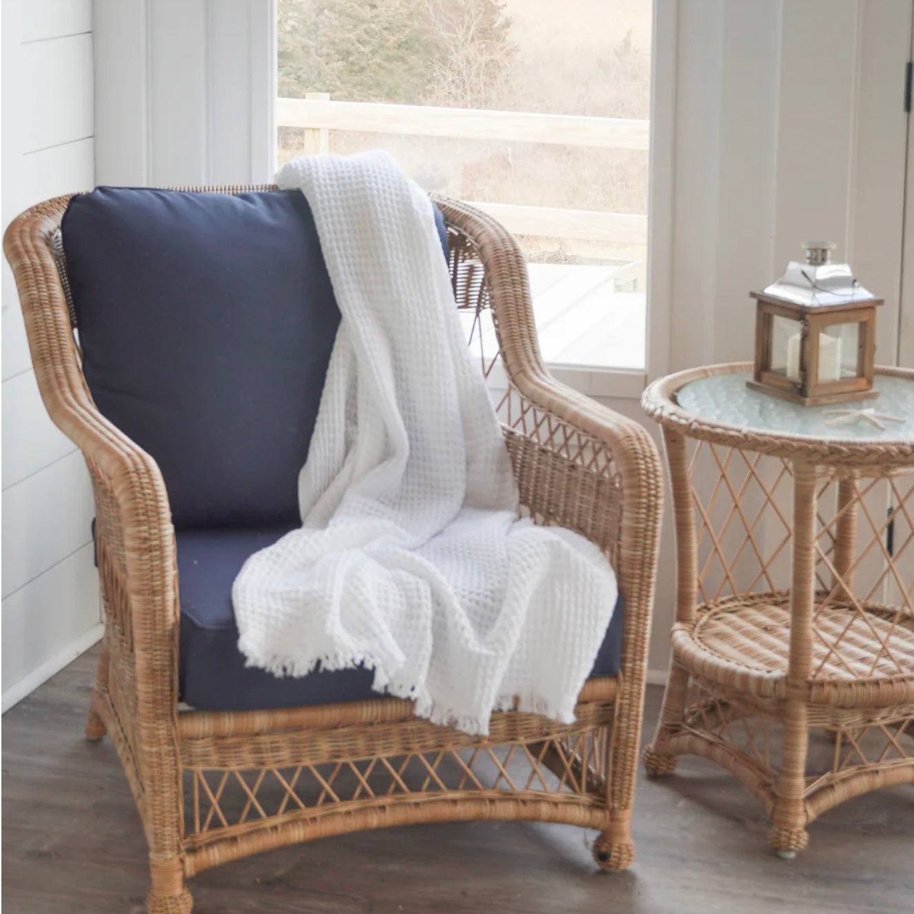 Anaya Home Turkish Cotton Waffle Throw Blanket 50x70  ~ White ~ DREAMY BEDDING SALE ~ Limited Quantity - Image 2
