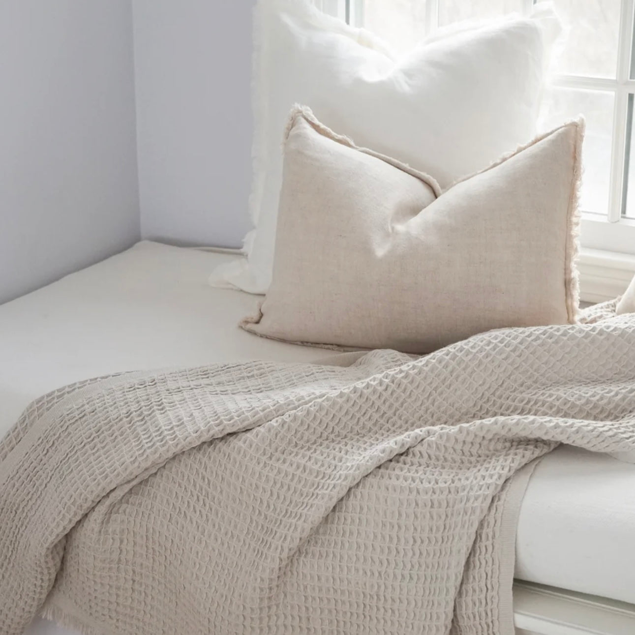 Anaya Home Turkish Cotton Waffle Throw Blanket 50x70  ~ Antique Beige  ~ DREAMY BEDDING SALE ~ Limited Quantity - Image 1