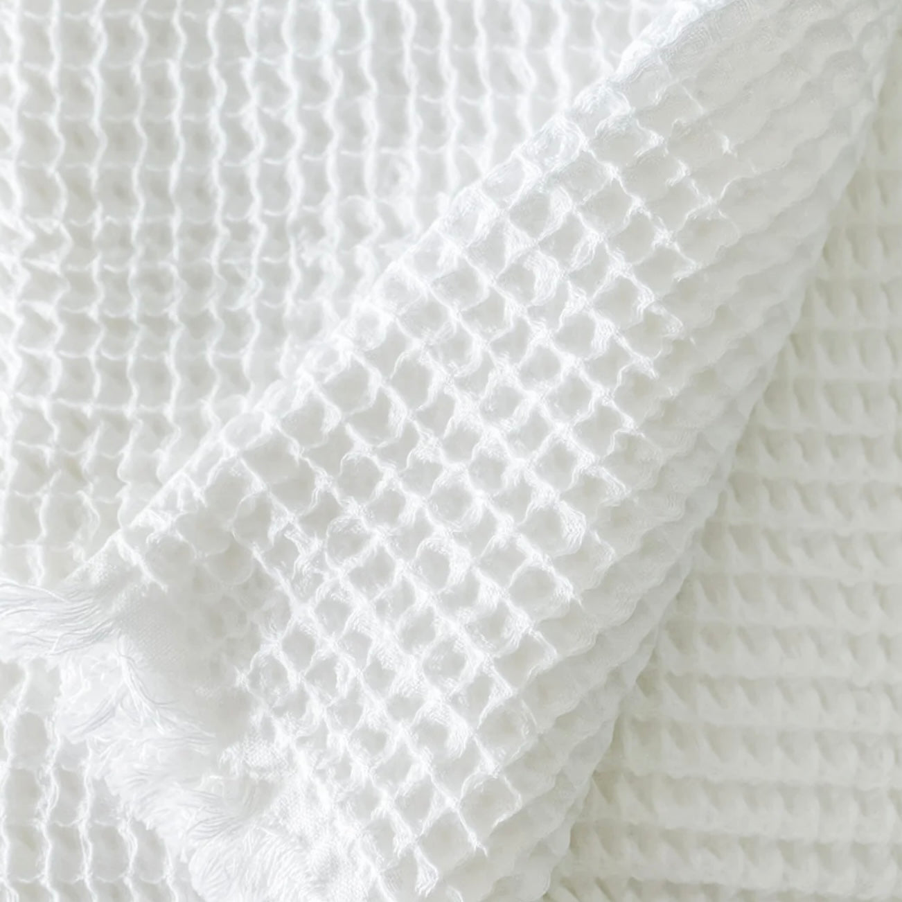 Anaya Home Turkish Cotton Waffle Throw Blanket 50x70  ~ White ~ DREAMY BEDDING SALE ~ Limited Quantity - Image 3