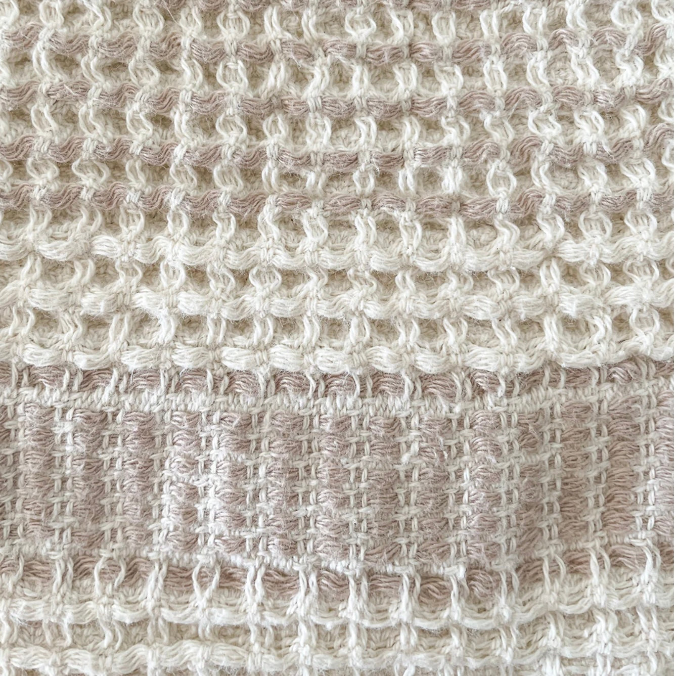 Anaya Home Waffle Striped Turkish Cotton Bath Towel  ~ Warm Beige - Image 2