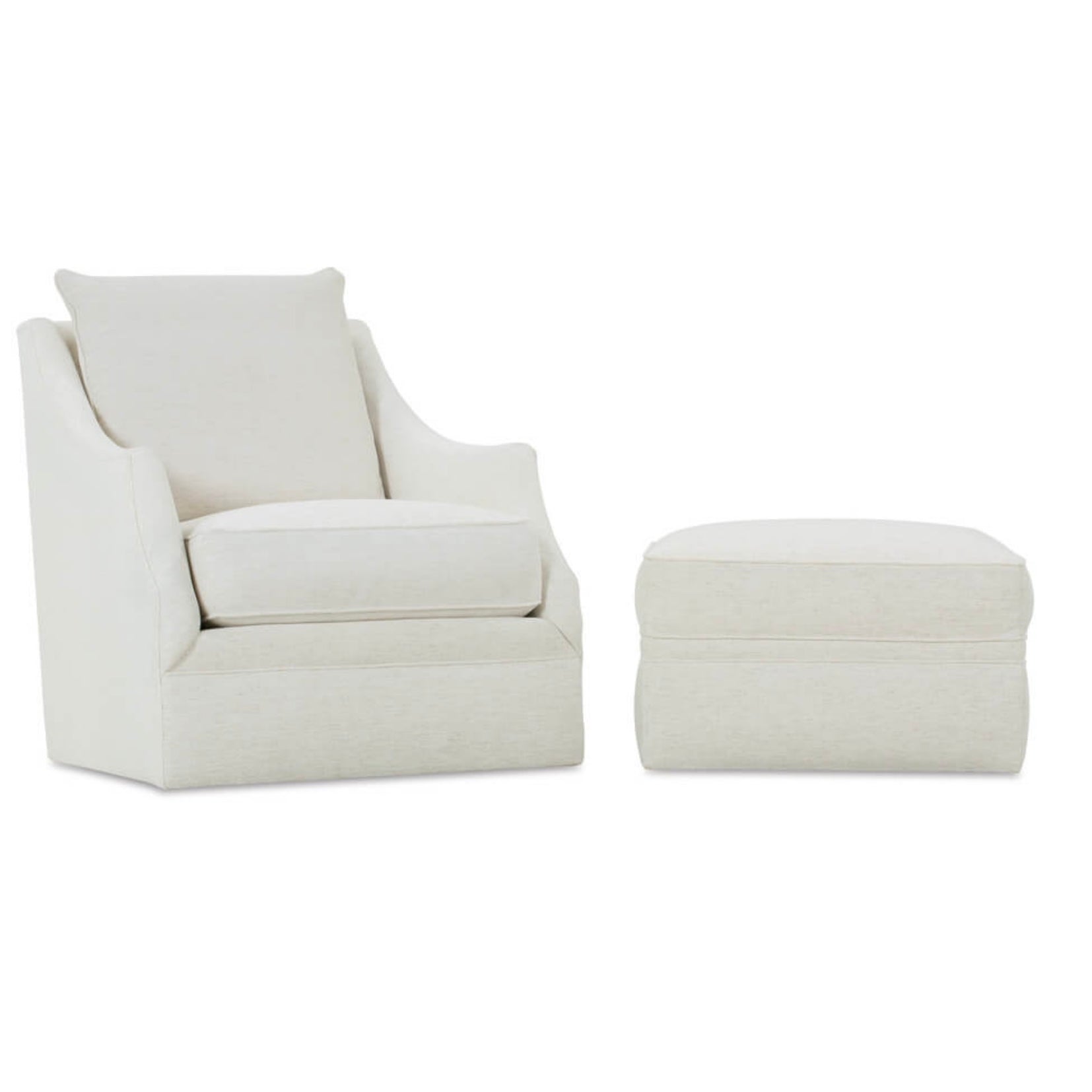 Rowe Furniture Kara Nomad Snow Performance Fabric Ottoman ~ Express Collection - Image 2