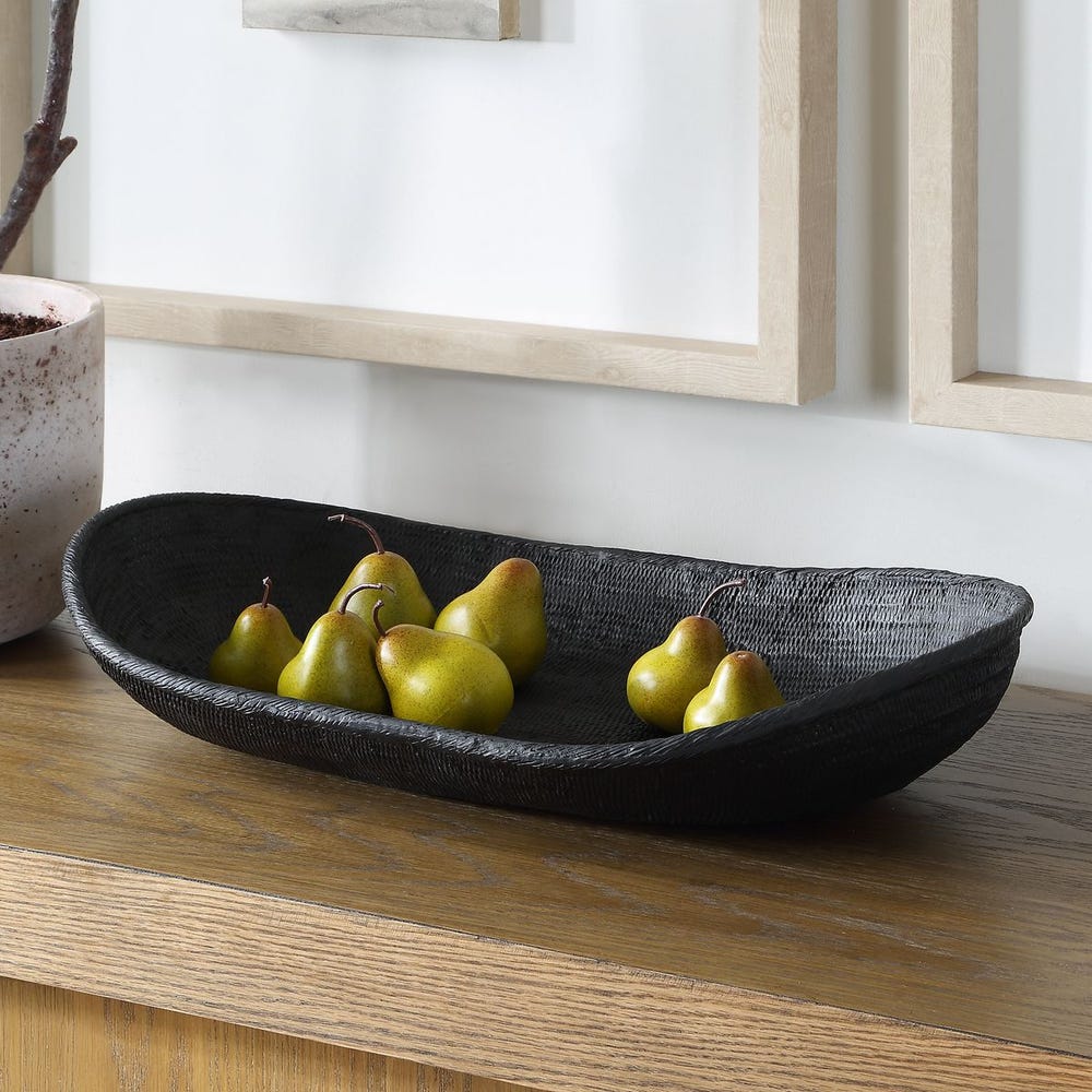 Uttermost Ember Weave Rich Black Finish Bowl ~ Indoor And Outdoor Use - Image 1