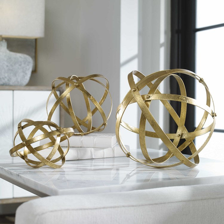 Uttermost Stetson Spheres Gold Leaf  Set of 2 Objects - Image 1