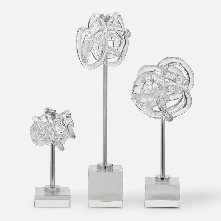 Uttermost Neuron Glass Knots Set of 3 Sculptural Objects - Image 1