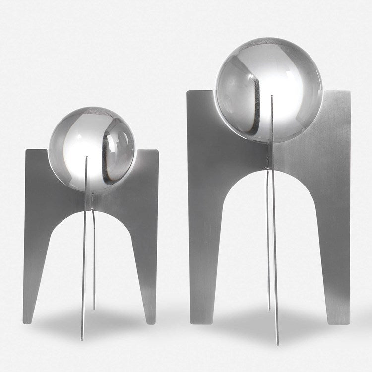 Uttermost Ellianna Silver Crystal Spheres Set of 2 Sculptural Objects - Image 2