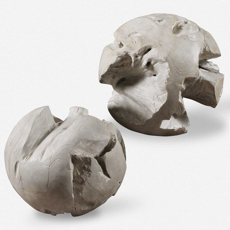 Uttermost Ermanno Teak Balls Set of 2 Decorative Objects - Image 2