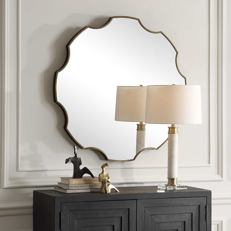 Uttermost Geared Up Antiqued Golden Bronze Round Mirror - Image 3