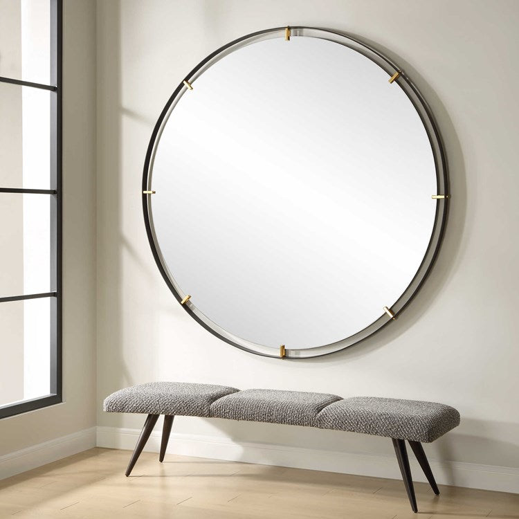 Uttermost Grand Pendulum Black Iron Large Round Mirror - Image 1